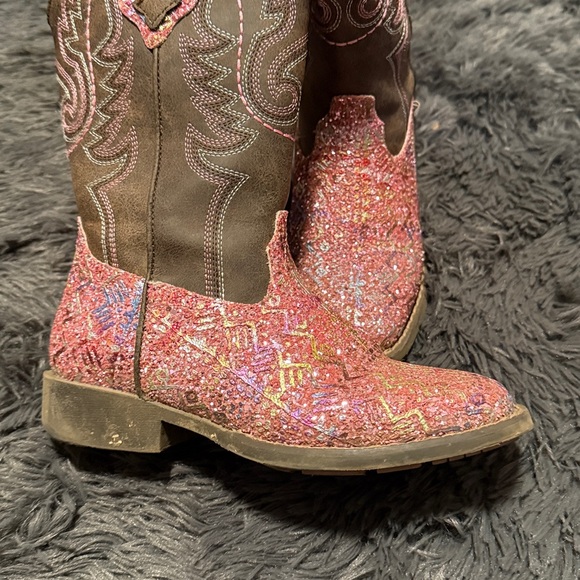Sparkly Pink and Brown Cowboy Boots by Roper - Picture 5 of 5